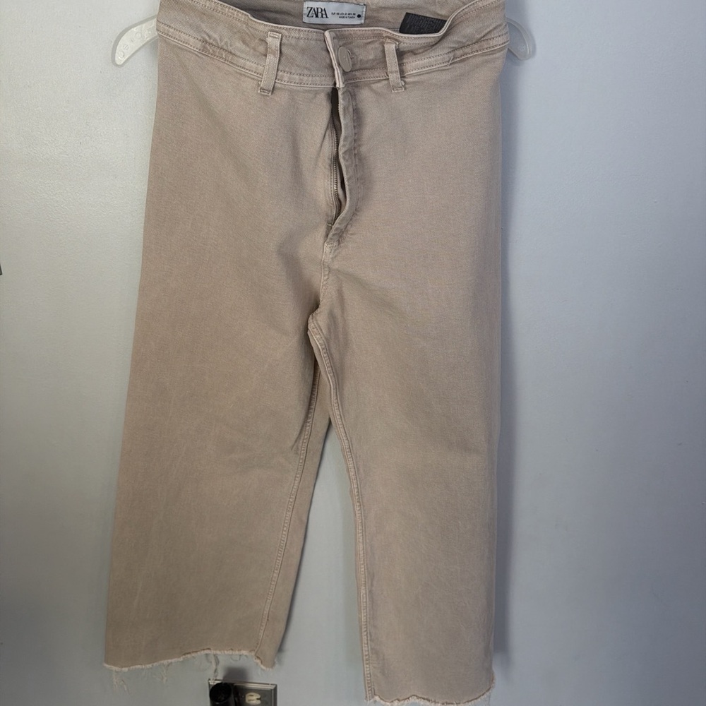 Zara Beige Wide Leg Jeans